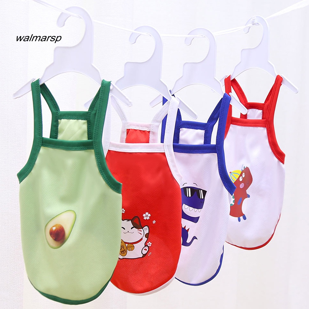 WWA Áo thun thể thao sát nách thoáng khí phong cách mùa hè dễ thương cho thú cưng