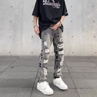 Quần jean ôm chất lượng cao quần jean nam rách gối chân hẹp quần bò rách gối xu hướng quần quần bò nam boy phố thời trang quần hiphop unisex jean rách thiết kế cá tính quần jean nữ