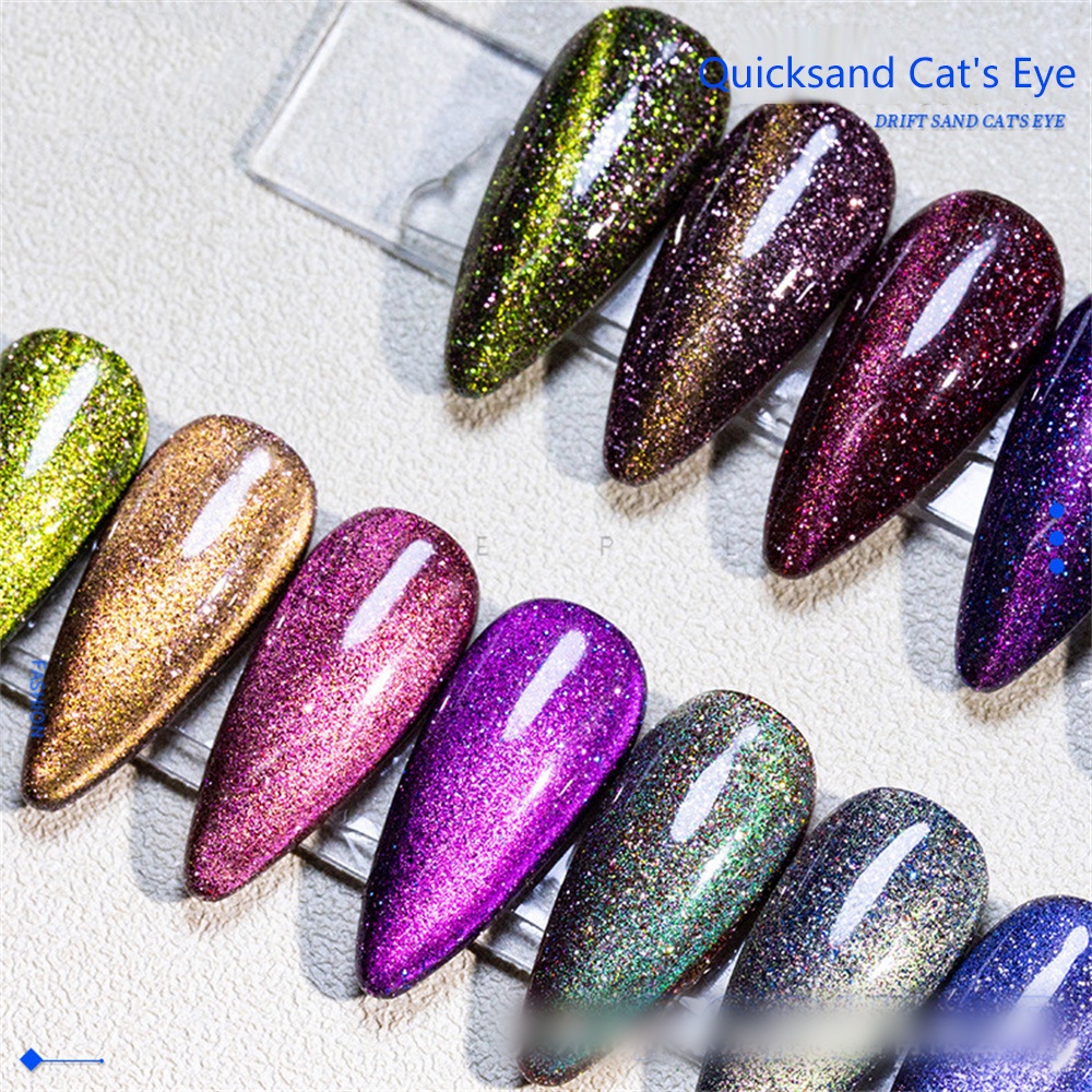 Keo UV Dán Móng Tay Mắt Mèo Dạng Cát Chảy Nhiều Màu Sắc