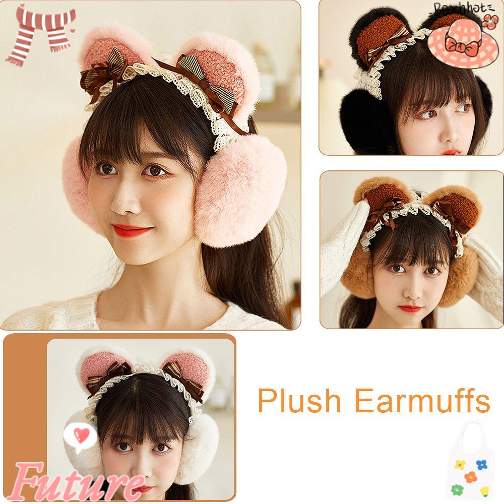 Chụp Tai Phủ Lông Chống Gió Họa Tiết Hoạt Hình Dễ Thương