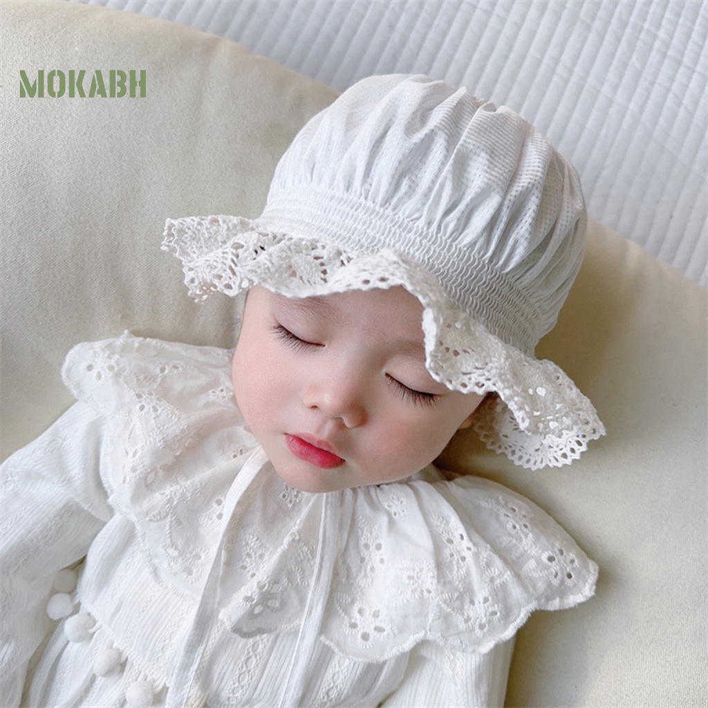 Mũ Cotton Rộng Vành Chống Nắng Màu Trơn Cột Dây Dễ Thương Thời Trang Mùa Hè Cho Bé Sơ Sinh