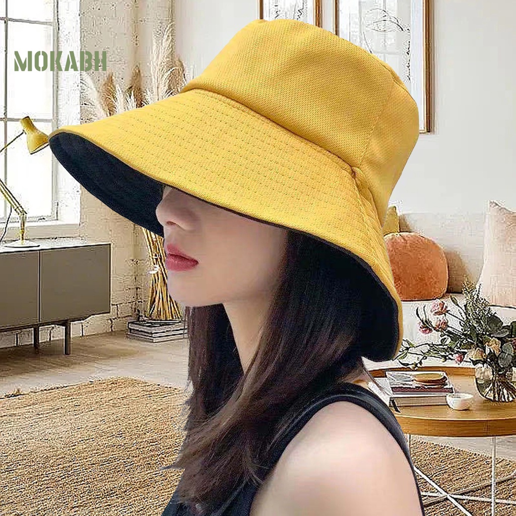 Nón Vành Tròn Màu Trơn Chống Gió Thời Trang Mùa Hè Cho Nữ