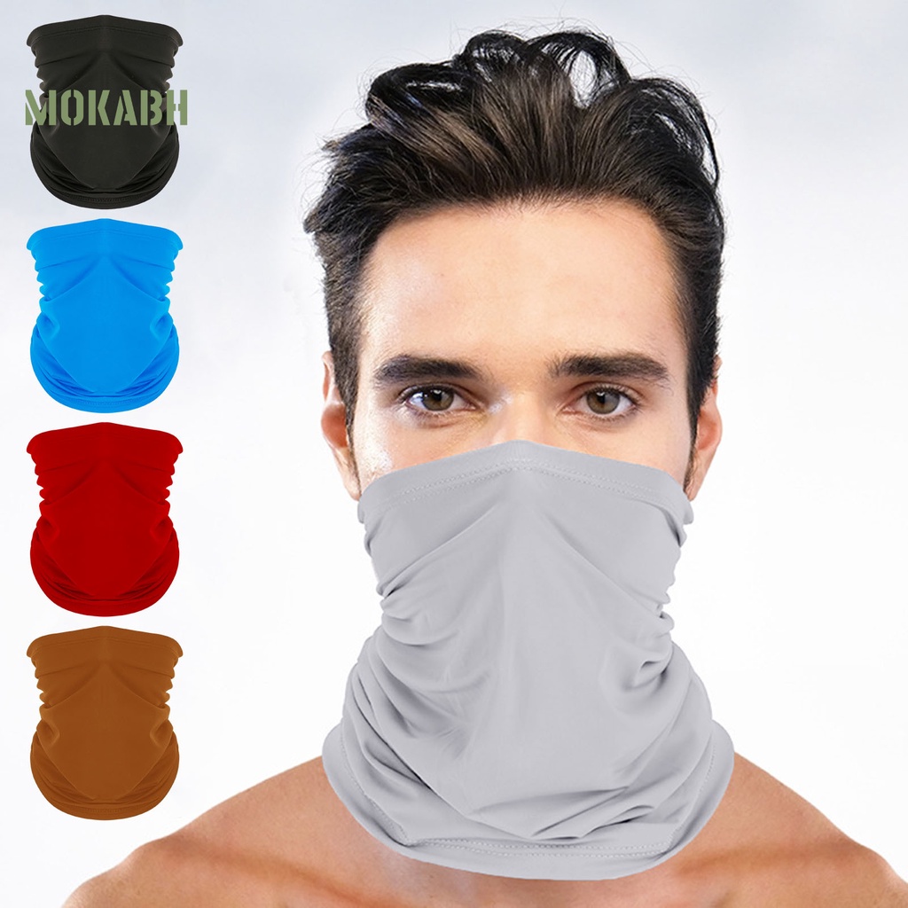 [Mok Abh] Mặt Nạ Vải Co Giãn Thoáng Khí Chống Nắng Chống Gió Màu Trơn Dùng Khi Chạy Xe Đạp