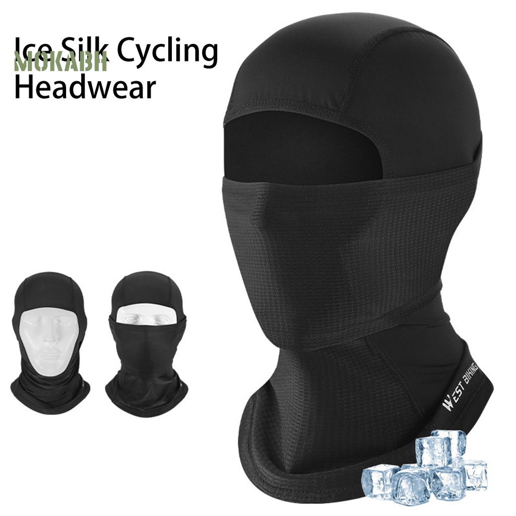 [Mok] Khăn Trùm Đầu Thoáng Khí Mềm Mại Co Giãn Tốt Chống Gió Hình Vuông Bằng Lụa Lạnh Dùng Khi Đi Xe Đạp