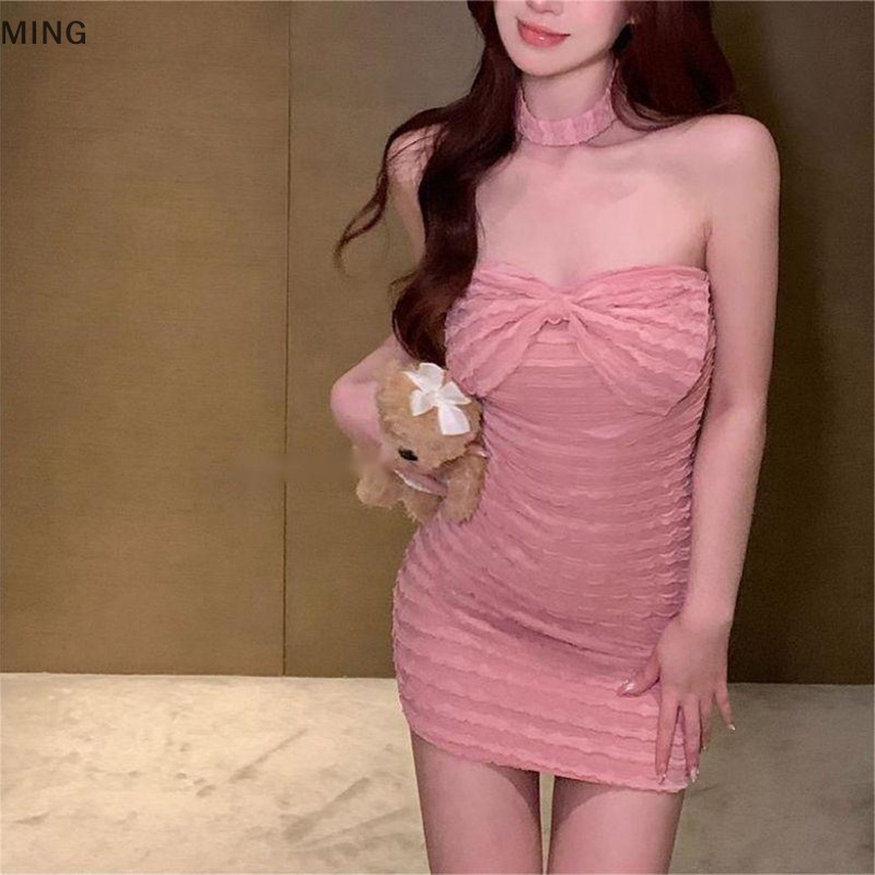 Đầm Mini Không Tay Phối Nơ Gợi Cảm Dành Cho Nữ