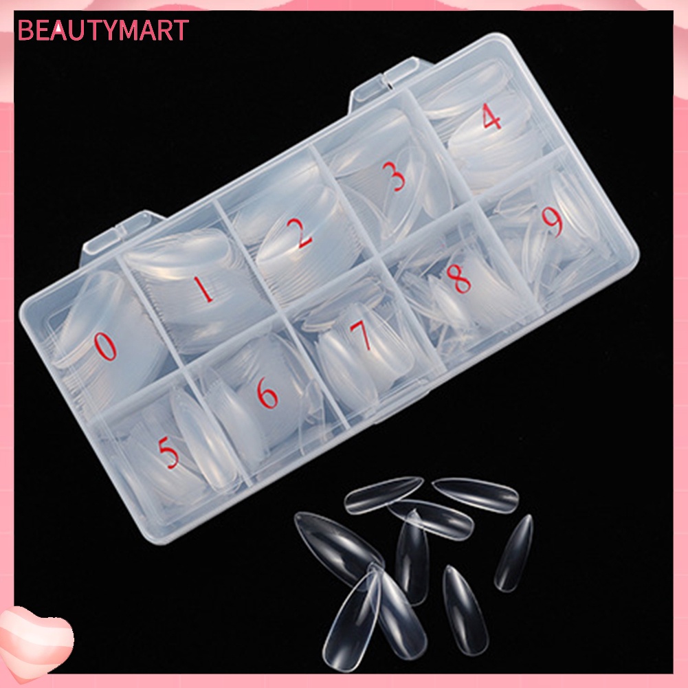 Bộ 500 Móng Tay Giả Đầu Tròn Bằng Acrylic Trong Suốt