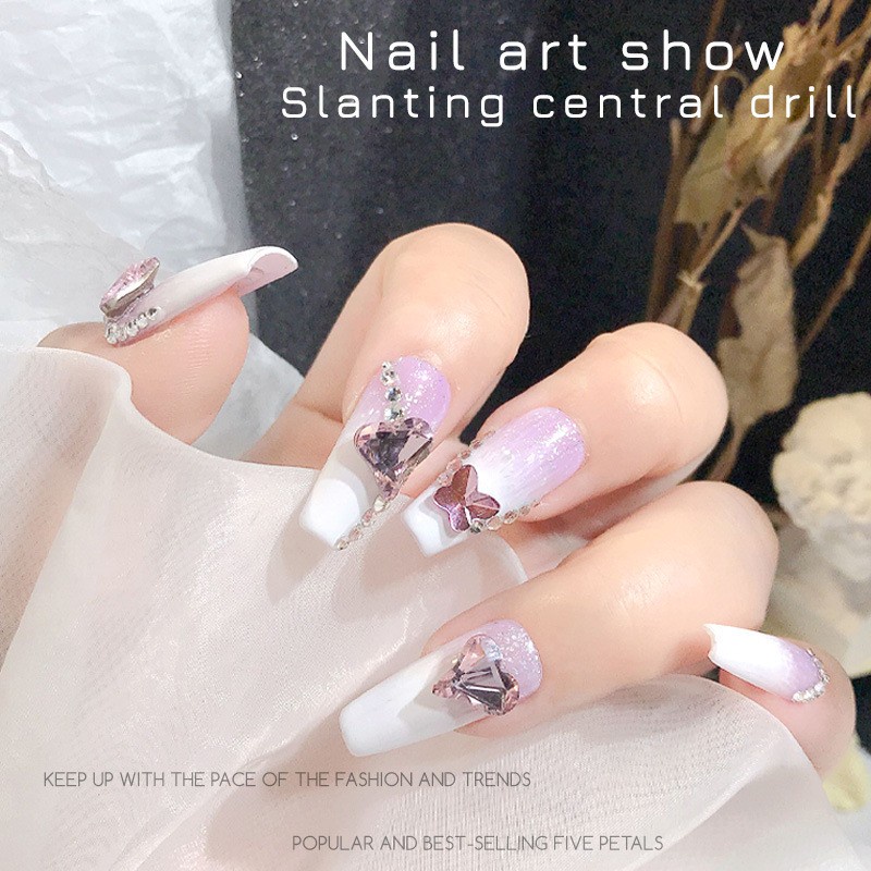 Set 10 Charm Trang Trí Móng Tay Nail Hình Trái Tim Đính Đá Sang Trọng | Gấu Charm