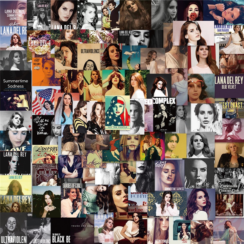 Bộ 100 Cái ❉ Lana Del Rey.♬ Miếng Dán Trang Trí Album Nhạc Độc Đáo Sáng Tạo ❉ Miếng Dán Đề Can Họa Tiết Doodle Chống Thấm Nước Độc Đáo Thời Trang DIY