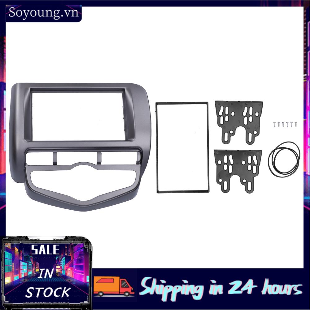 Soyoung 2Din Stereo  Fascia DVD Audio Panel Frame for Honda Fit/Jazz/City 2002-2008 Auto AC RHD