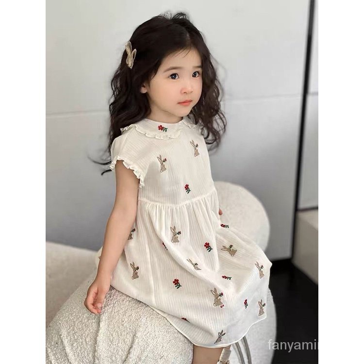 Đầm Búp Bê In Hình Thỏ 23 Tuổi Thoáng Khí Thời Trang Mùa Hè Dành Cho Bé Gái N9GV