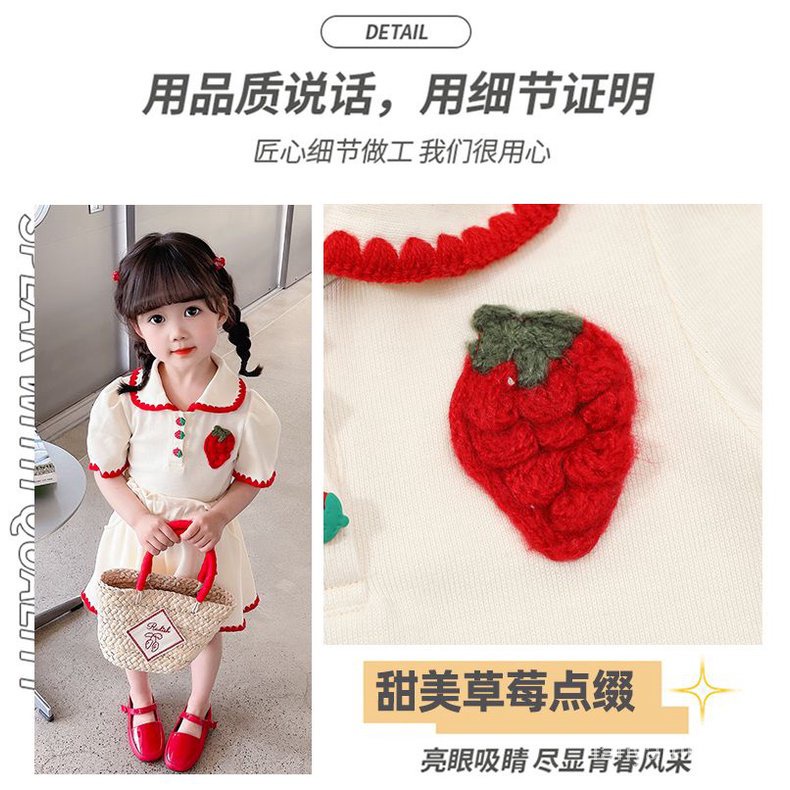Bộ Áo Thun POLO + Quần Short Thời Trang Mùa Hè 2023 Cho Bé Gái
