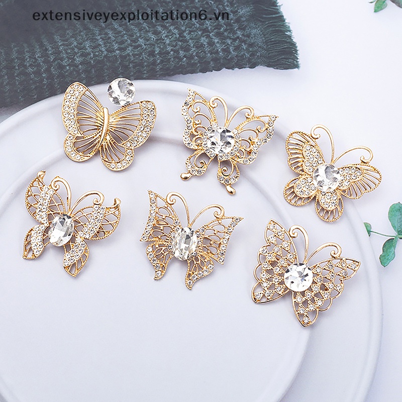 Cài Áo Hình Bướm Đính Đá Bằng Hợp Kim Thời Trang