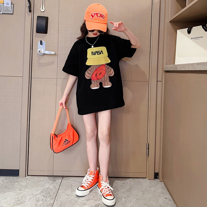 Áo Thun Tay Ngắn Dáng Rộng Thời Trang Mùa Hè Cho Bé Gái 3-5 - 8-10 - 12-13 Tuổi