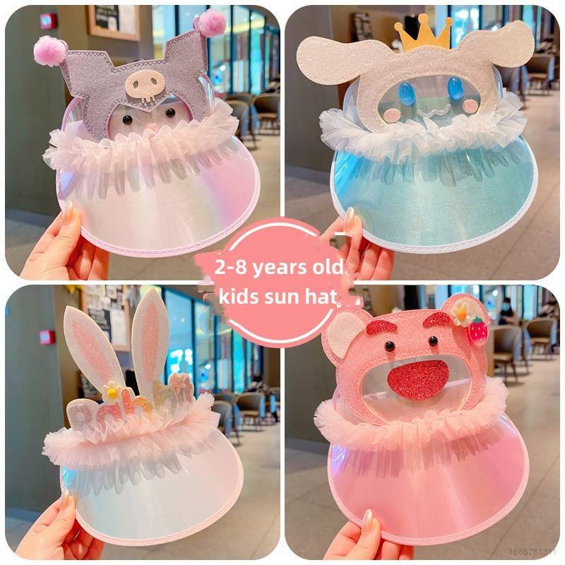 SANRIO Mũ Lưỡi Trai Nửa Đầu Chống Nắng Tia UV Họa Tiết Gấu / Dâu Tây Dễ Thương Cho Bé