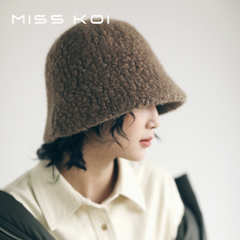 Nón Bucket Chất Liệu Lông Cừu Giữ Ấm Thời Trang Thu Đông Cho Nữ