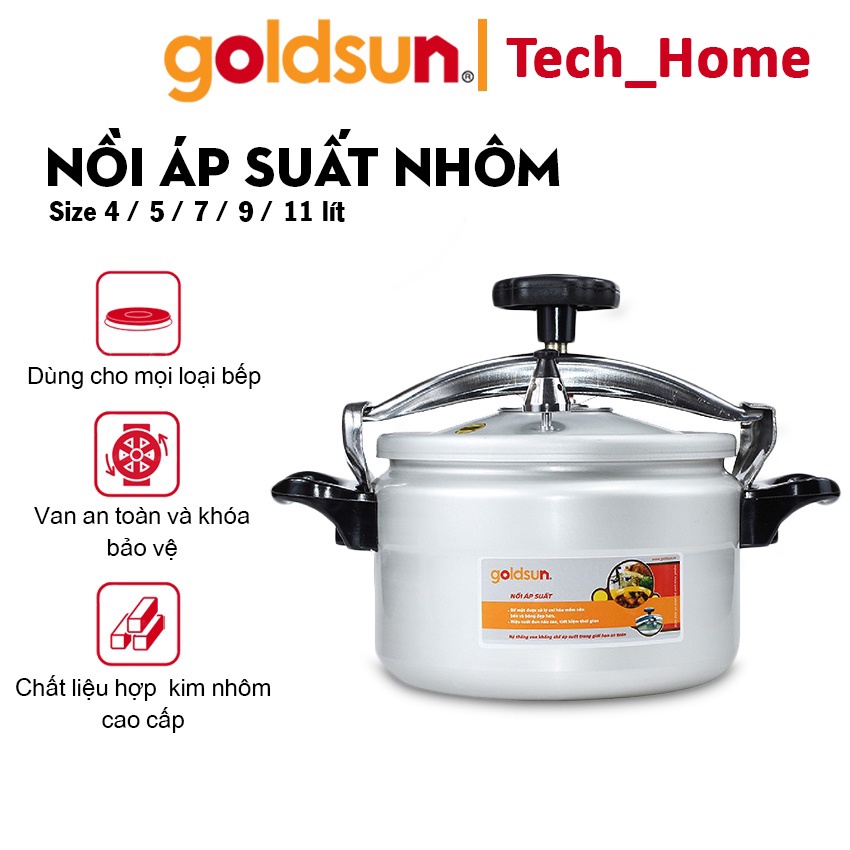 Nồi Áp Suất Goldsun Đa Năng Đáy Từ GPC1930-07IH Dùng Cho Mọi Loại Bếp Dung Tích 5L 7L 9L Bảo Hành 12 Tháng