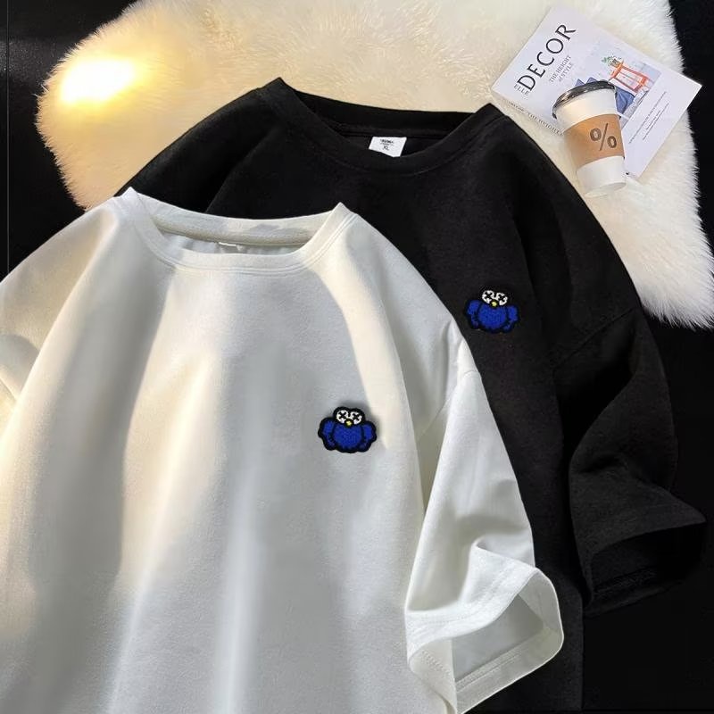 Áo Thun Da Lộn Tay Ngắn Dáng Rộng Thời Trang Mùa Hè Cho Nam