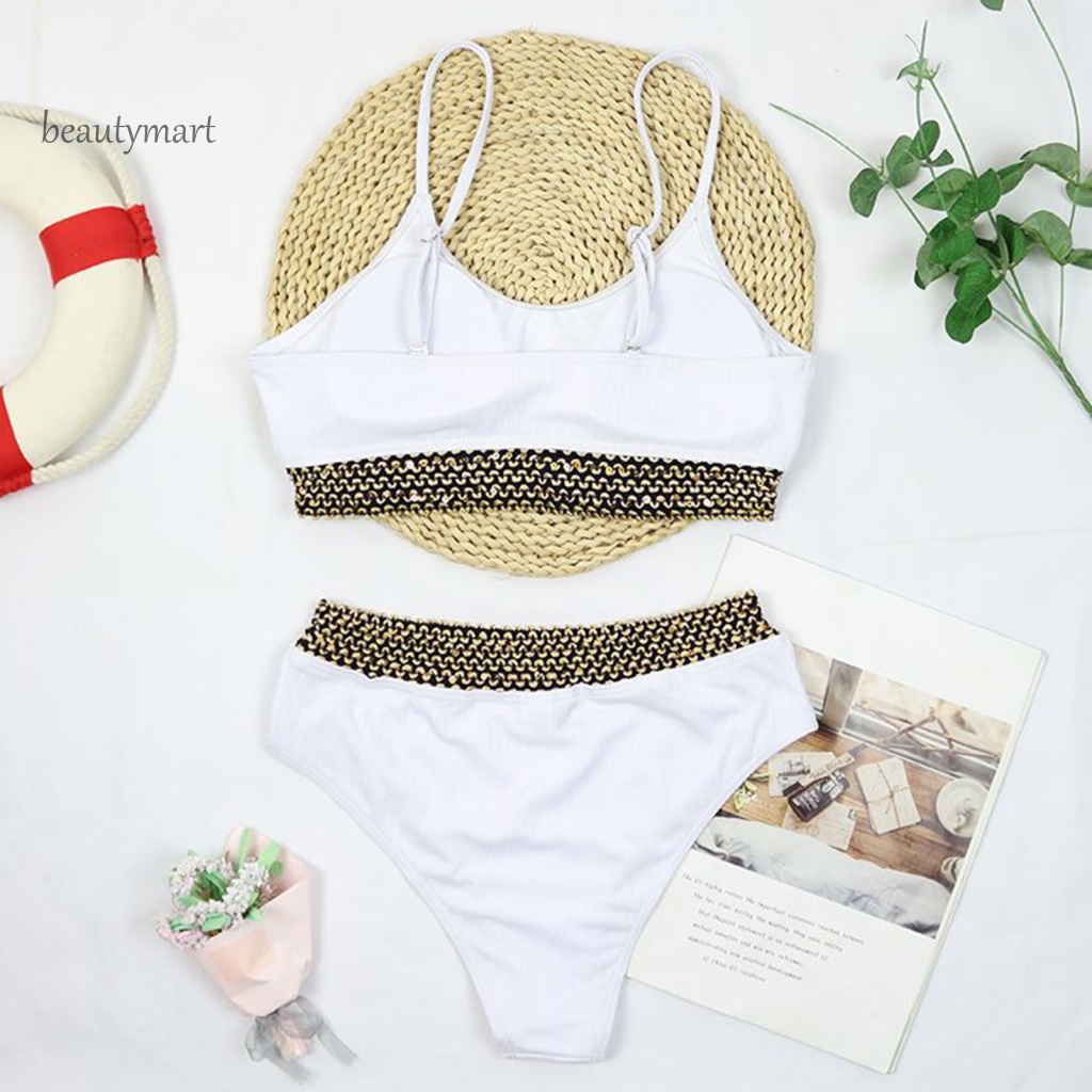 Bộ Bikini 2 Mảnh Có Đệm Ngực Và Quần Lưng Cao Màu Sắc Có Thể Điều Chỉnh Cho Nữ