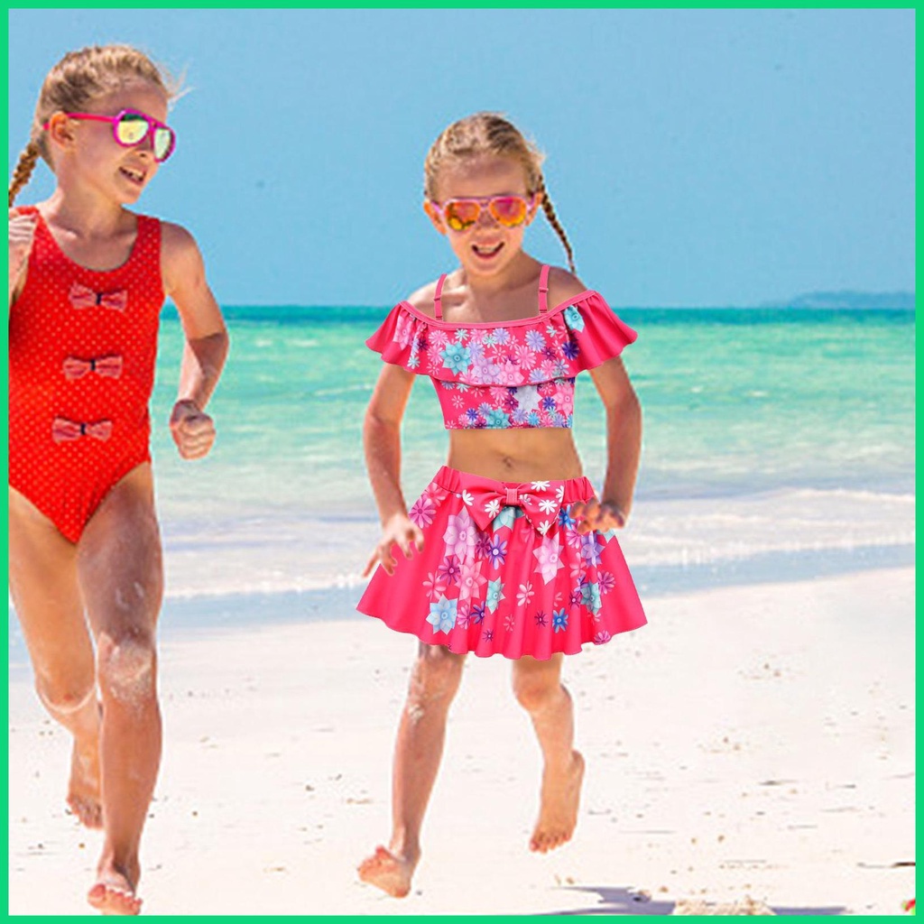 Bộ Đồ Bơi Tankini Hai Mảnh Mềm Mại Nhiều Kích Cỡ Có Thể Điều Chỉnh Cho Bé Gái