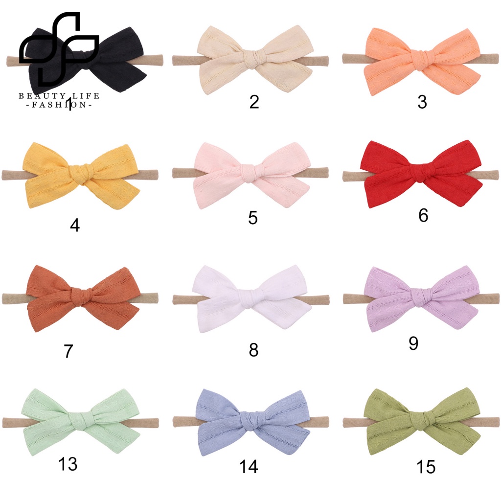 Băng Đô Nơ Màu Trơn Trọng Lượng Nhẹ Co Giãn Tốt Thời Trang Cho Bé