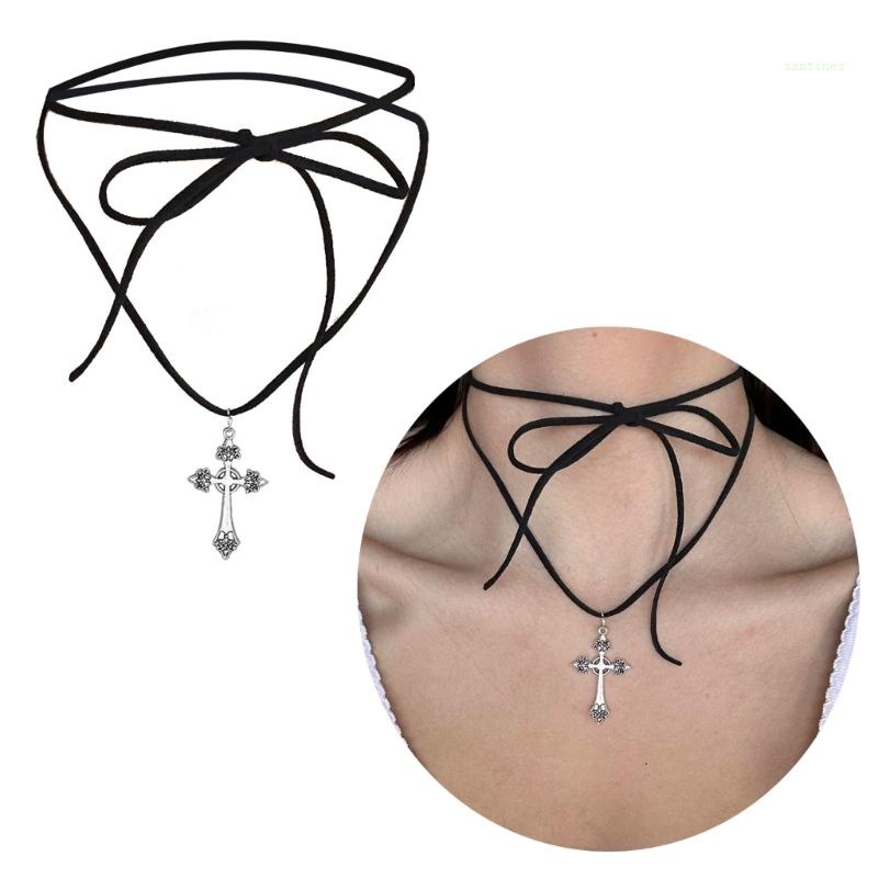 Vòng Cổ Choker Hình Cà Vạt Chéo Bằng Hợp Kim