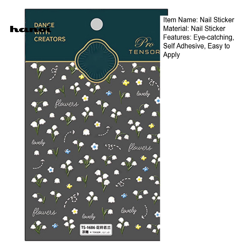 Miếng Dán Trang Trí Móng Tay 5D Tự Dính Không Phai Màu Chống Rơi Cho Nữ