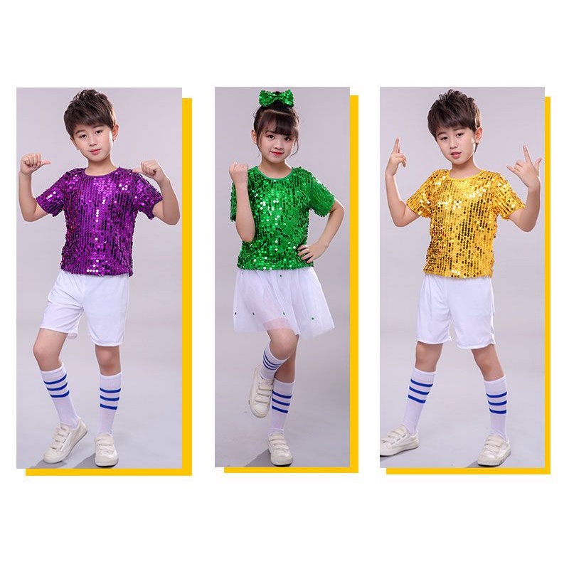 June 1 quần áo khiêu vũ trẻ em váy pettiskirt quần áo cô gái sân khấu jazz khiêu vũ catwalk quần áo sequins hiển thị quần áo biểu diễn