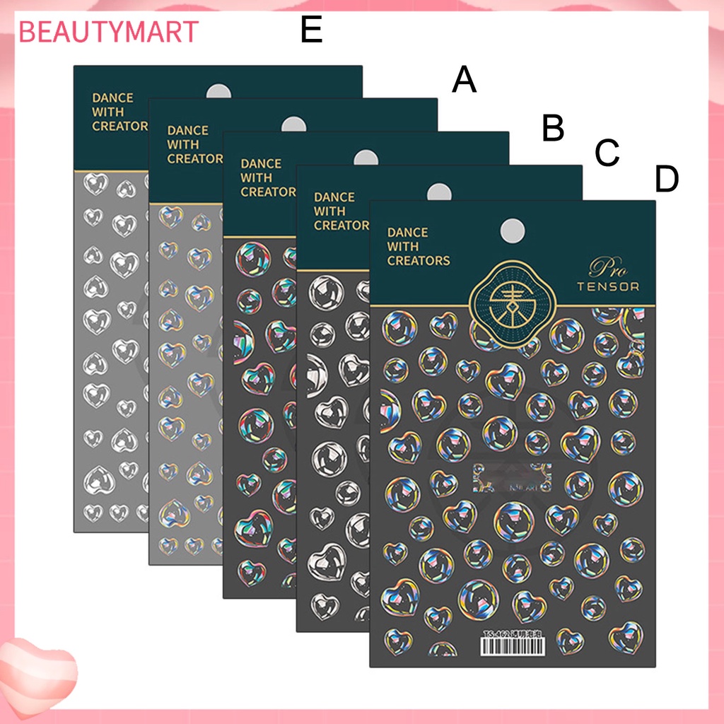 Miếng Dán Trang Trí Móng Tay Trong Suốt Siêu Mỏng Họa Tiết Bong Bóng 5D