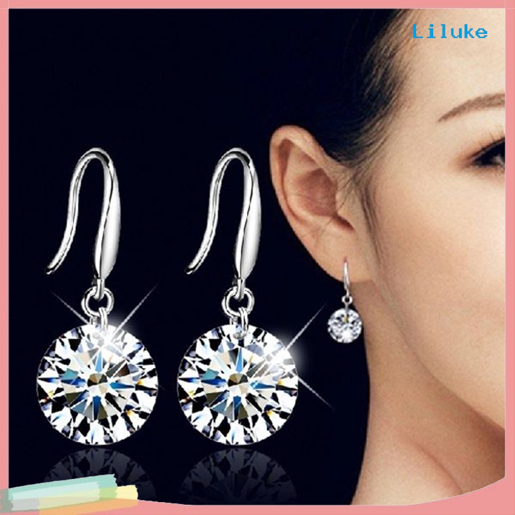 Đôi Khuyên Tai HìNh TròN Mạ BạC ĐíNh Zircon LấP LáNh ThờI Trang Cho Nữ