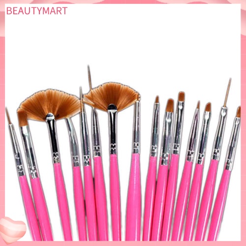 Bộ 15 Cọ Vẽ Móng Tay Nghệ Thuật Màu Hồng Họa Tiết Chấm Bi