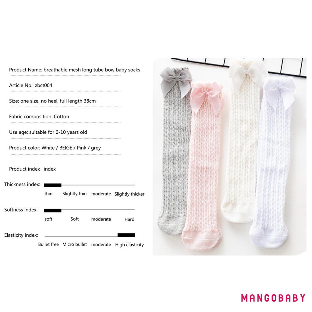 Vớ Cotton Dài Màu Trơn Đính Nơ Thời Trang Xuân Hè Cho Bé