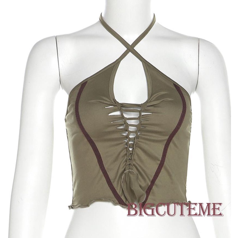 Áo Croptop Sát Nách Màu Sắc Tương Phản Thời Trang Cho Nữ