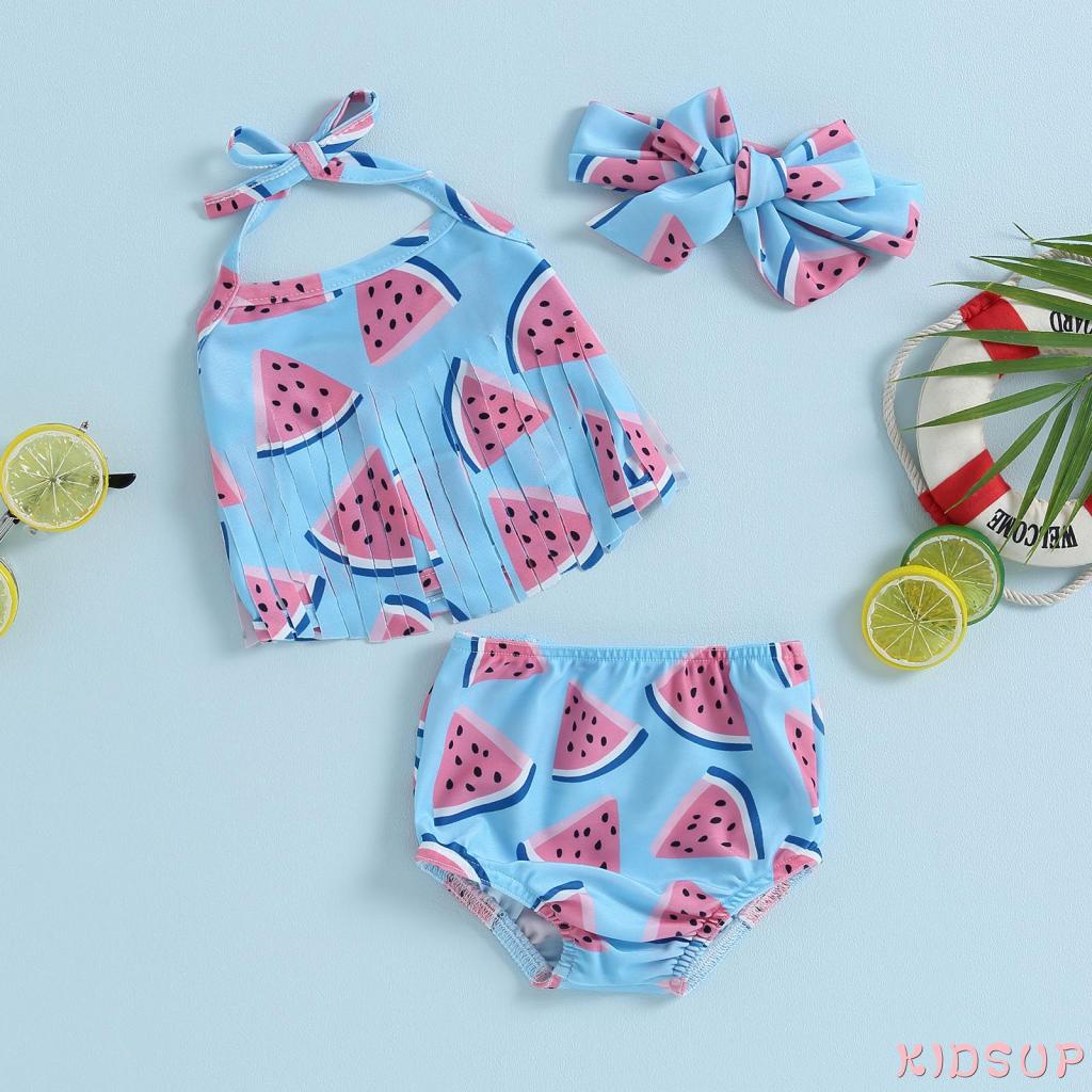 Bộ Bikini 3 Mảnh 1 Món Có Băng Đô Xinh Xắn Cho Bé Gái