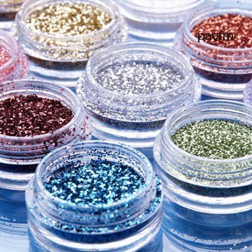 Set 12 Hộp Bột Kim Tuyến Trang Trí Móng Tay Nghệ Thuật DIY