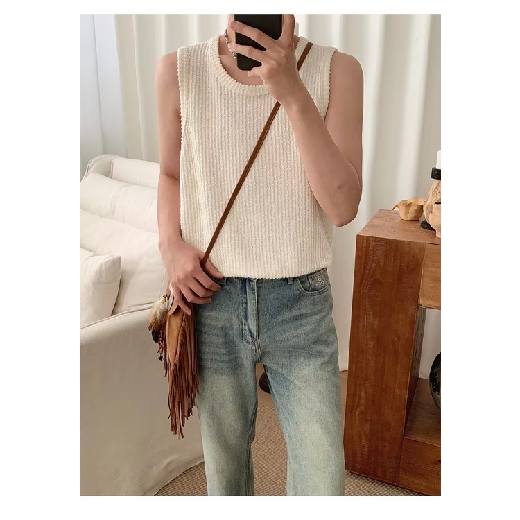 Áo Thun Không Tay Dáng Rộng Họa Tiết Kẻ Sọc Thời Trang Mùa Hè Phong Cách Đường Phố Mới Cho Nam