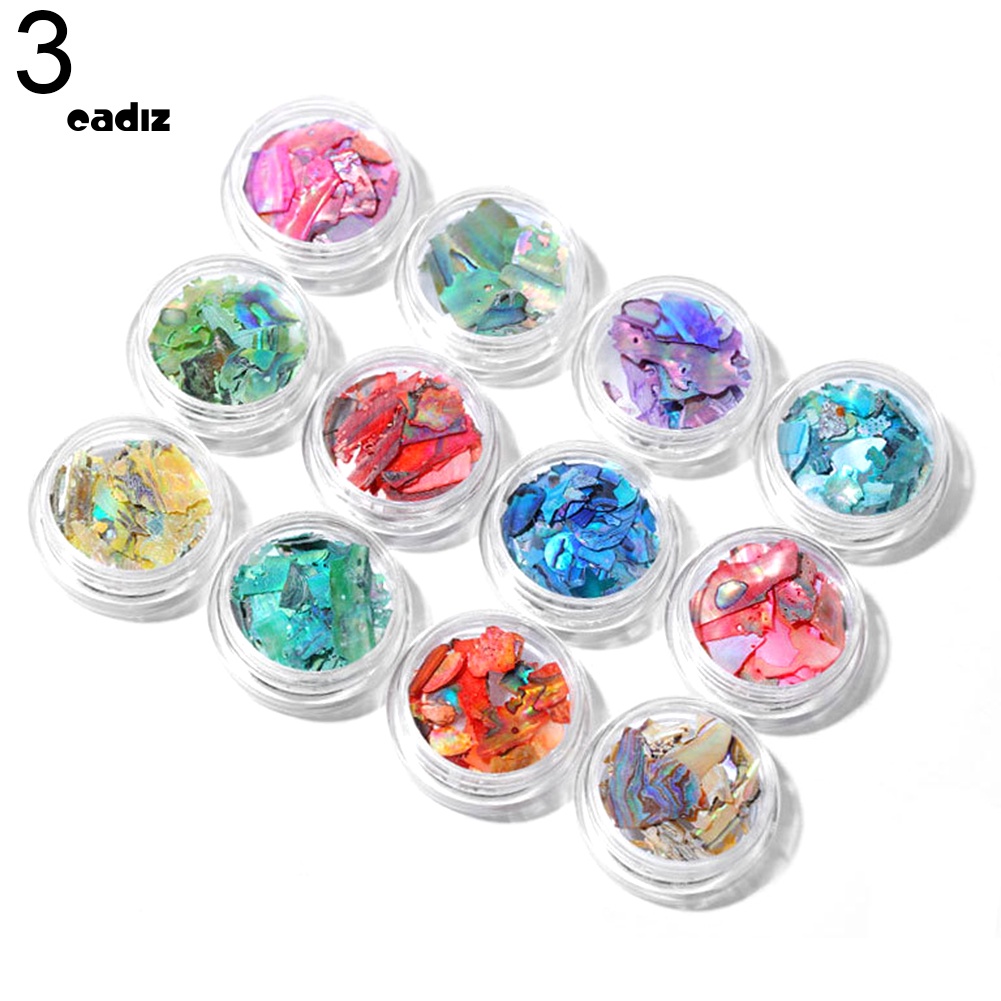 Set 12 Phụ Kiện Trang Trí Móng Tay Hình Vỏ Sò Đính Kim Sa Lấp Lánh