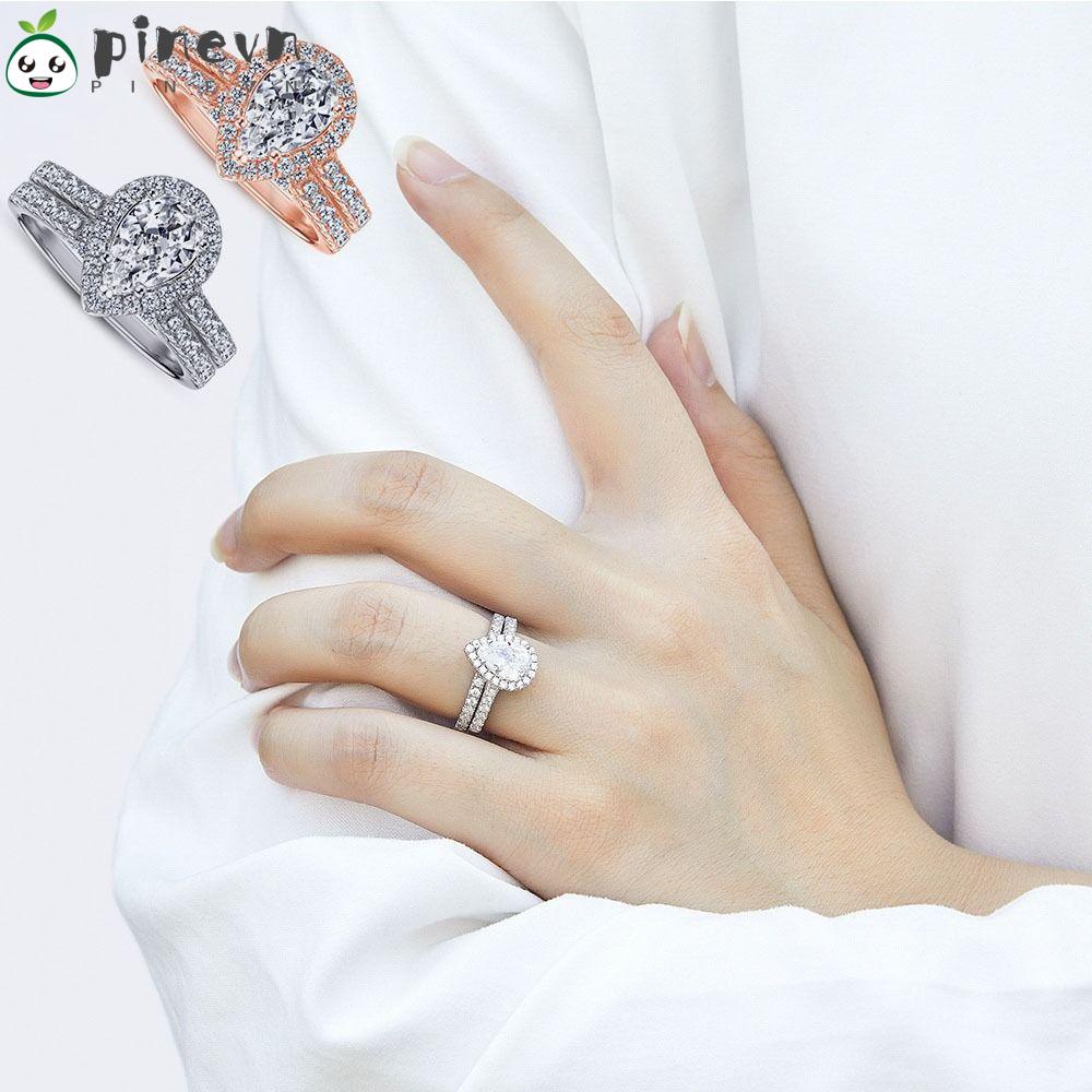 Nhẫn Đính Đá Hình Giọt Nước Thời Trang Sang Trọng