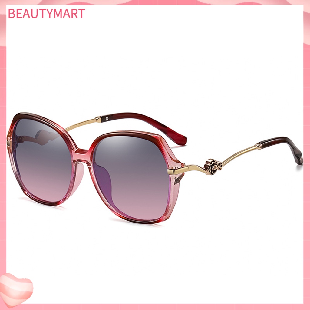 Kính Mát Phân Cực Chống Tia UV Gọng Lớn Họa Tiết Hoa Cho Nữ