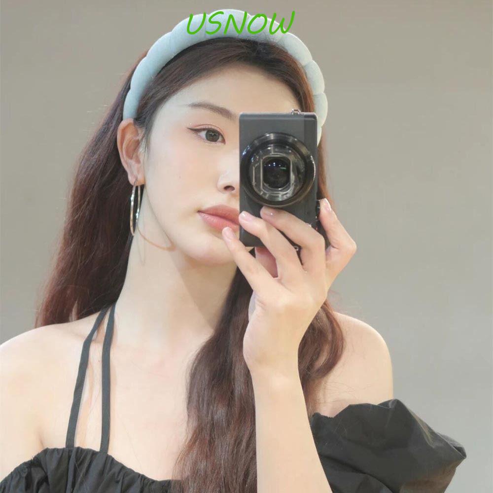 Băng Đô Cài Tóc Rửa Mặt Bằng Xốp Đan Chéo Phong Cách Retro Thanh Lịch Cho Nữ