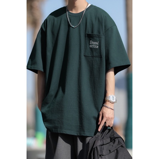 Áo Thun Ngắn Tay Dáng Rộng Phối Túi Phong Cách Đường Phố Nhật Bản Thời Trang Mùa Hè Cho Nam