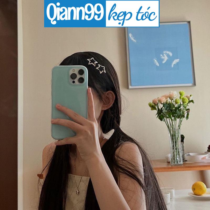 💓Kẹp Tóc Hình Ngôi Sao Năm Cánh Bằng Kim Loại Bạc Dễ Thương Cho Nữ Y2k