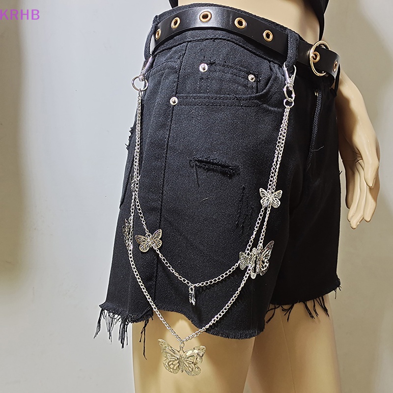 Dây Xích Hai Lớp Gắn Móc Khóa Hình Bướm Phong Cách Hip Hop Thời Trang Cho Nam Và Nữ Mới