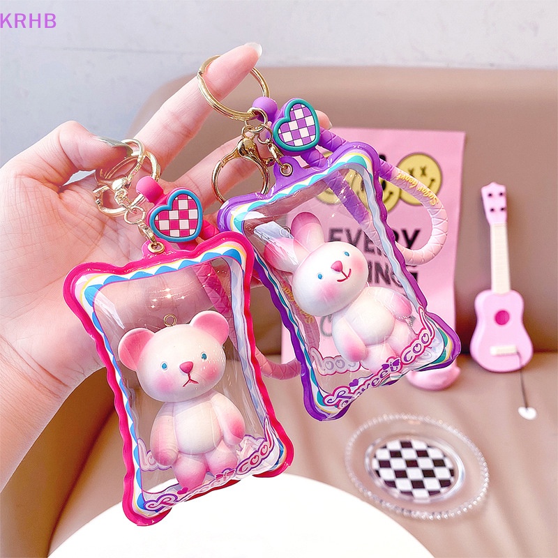 Móc Khóa Hình Gấu / Thỏ Hồng Bơm Hơi Dễ Thương Mới