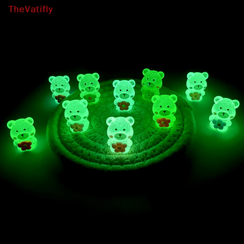 [Thevalifly] Set 2 Mô Hình Gấu Dạ Quang Mini Bằng Nhựa Resin Trang Trí Bảng Điều Khiển Xe Hơi / Nhà Cửa / Quà Tặng