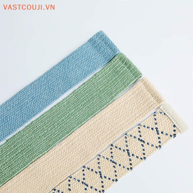 1 Thắt Lưng Bện Sợi Rơm Mỏng Mặt Tròn / Vuông Cổ Điển Cho Nữ