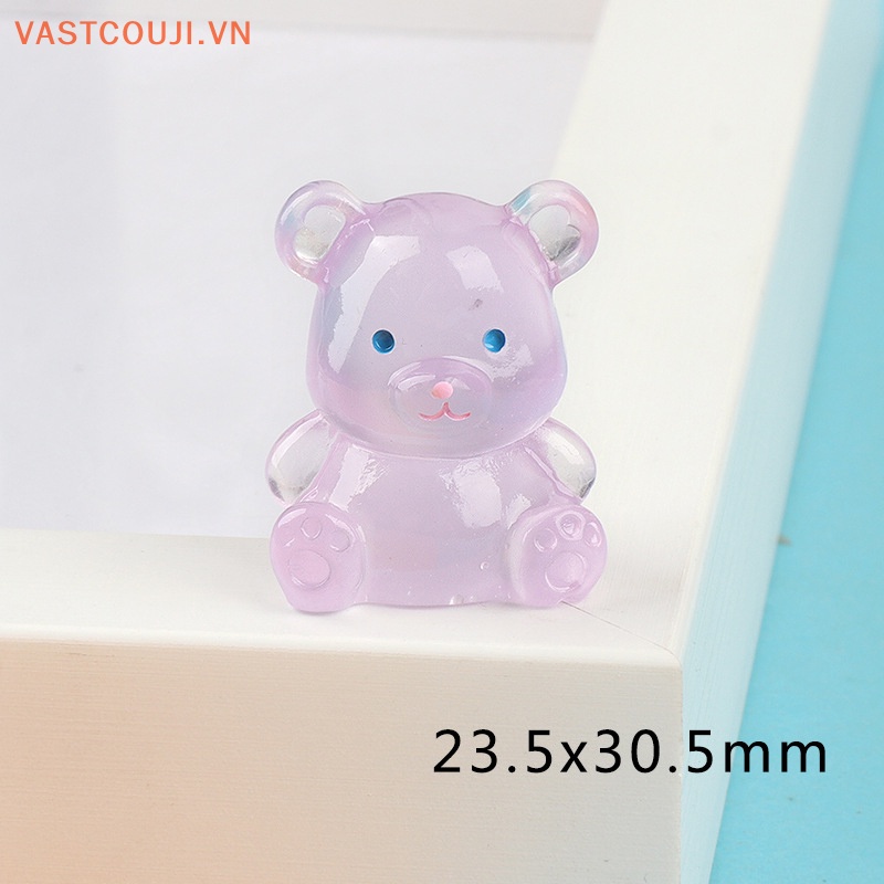 Bộ 2 Móc Khóa Hình Chú Gấu 3D Bằng Nhựa Resin Màu Dạ Quang DIY