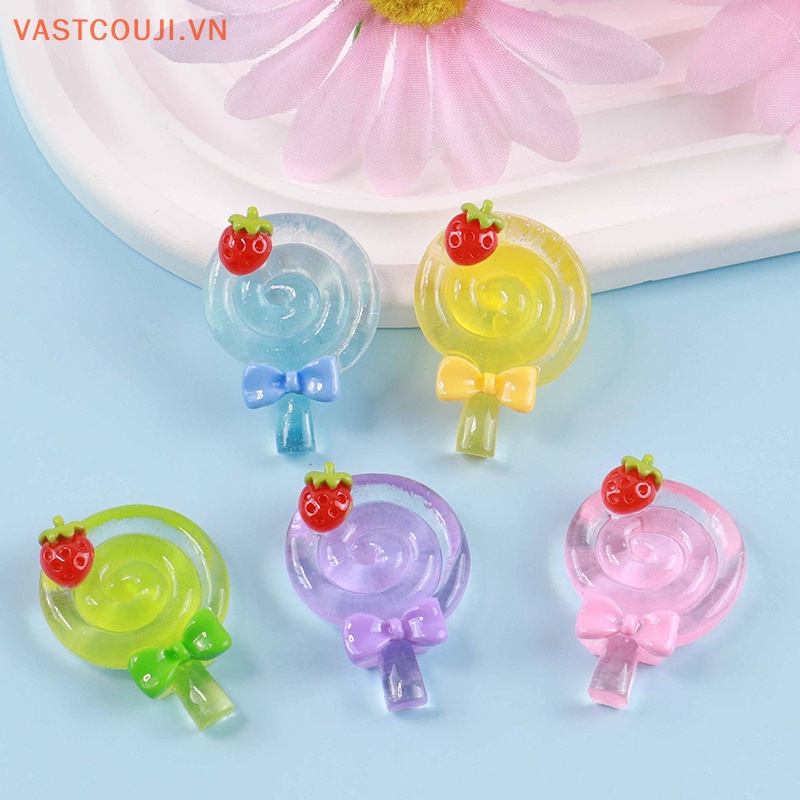 Set 3 Mô Hình Kẹo Mút Mini Bằng Nhựa Resin Phát Quang Trang Trí Tiểu Cảnh
