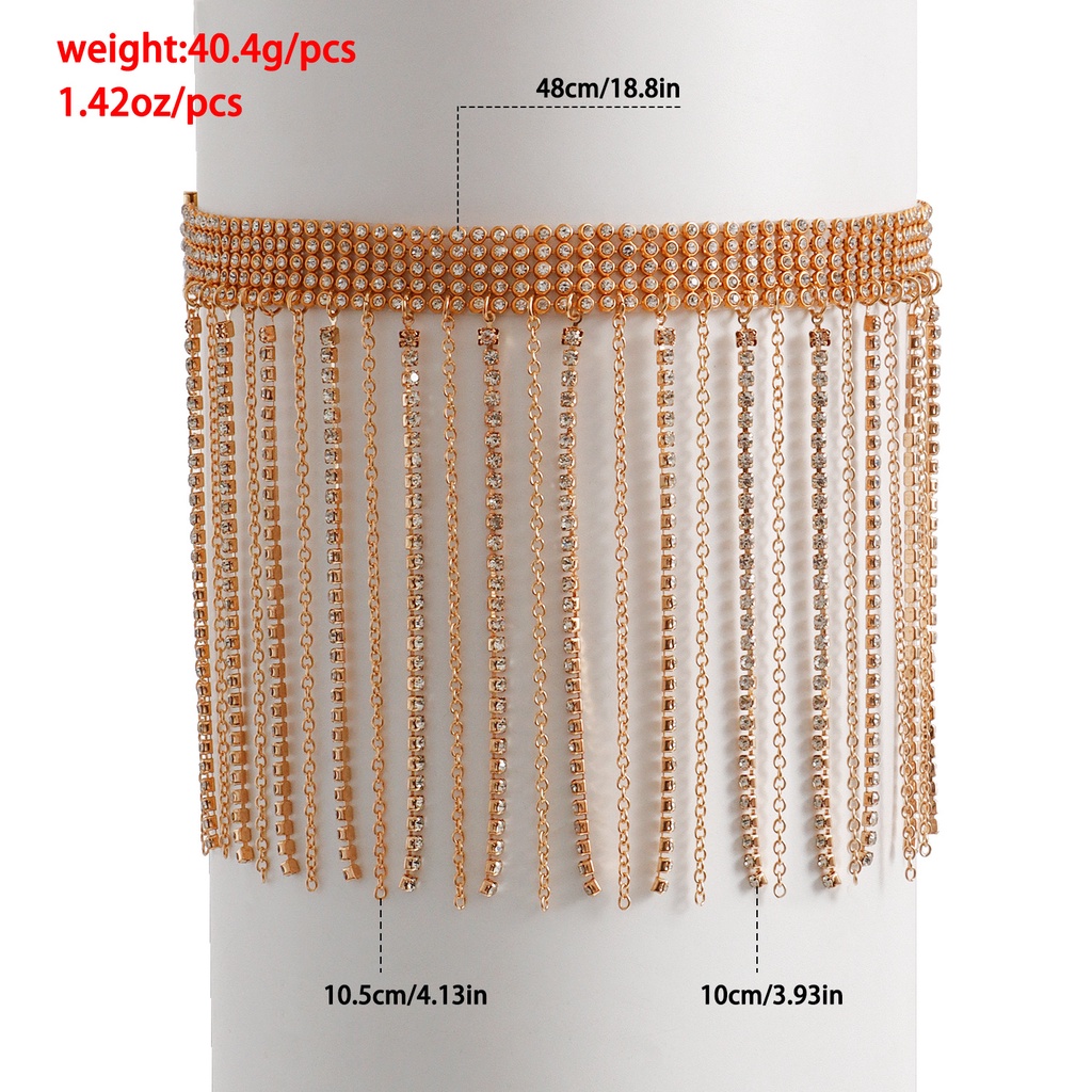 1 Chuỗi Dây Đeo Đùi Tua Rua Đính Đá Zircon Cao Cấp Dễ Phối Đồ