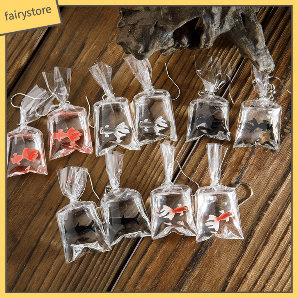 1 Đôi Bông Tai Hình Túi Nước Trong Suốt Họa Tiết Hoạt Hình Vui Nhộn Dành Cho Nữ