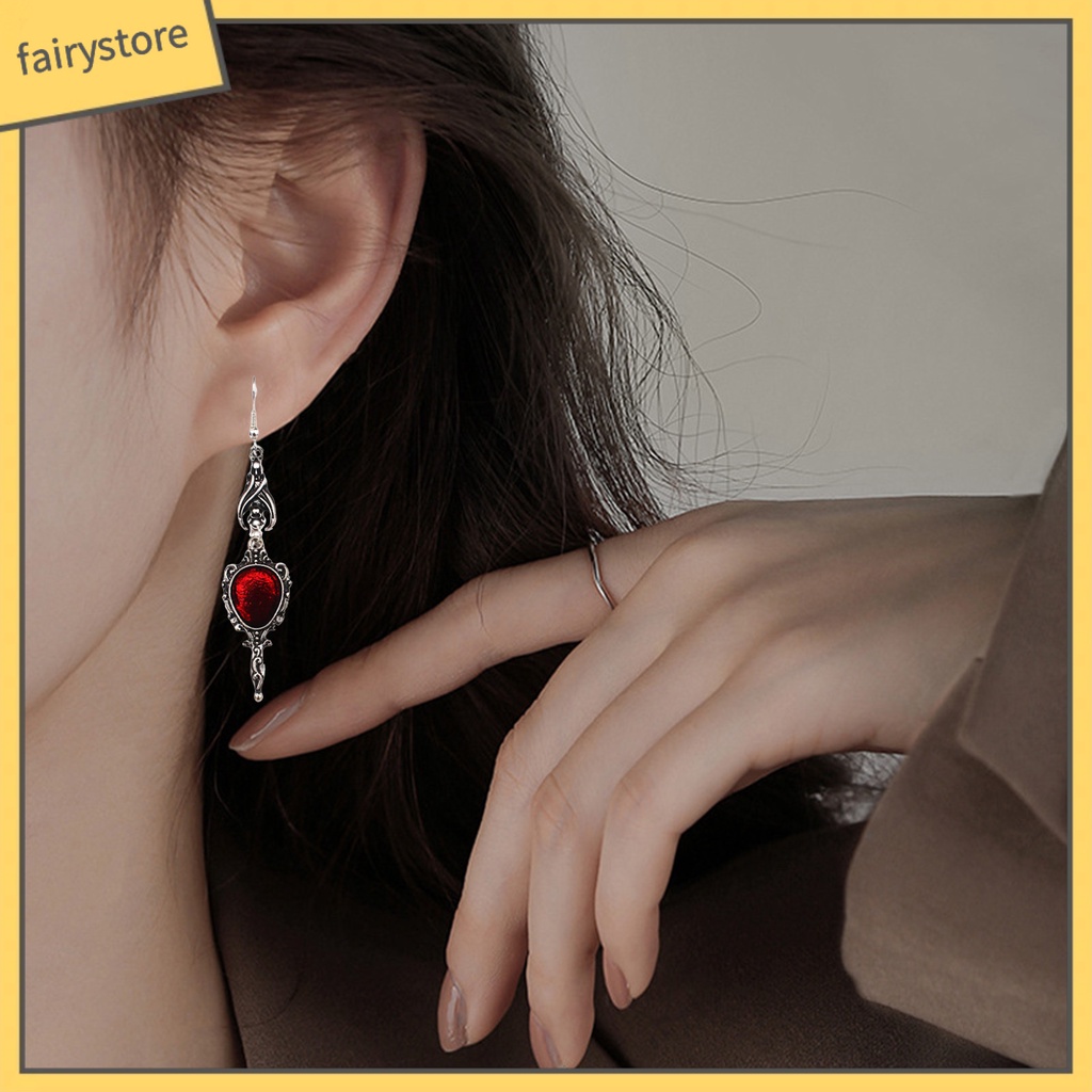 1 Đôi Bông Tai Hình Dơi Tráng Gương Phong Cách Gothic Punk Cổ Điển Thời Trang